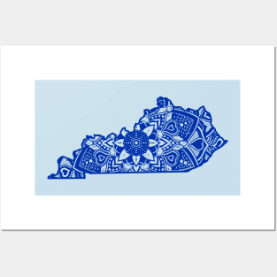 Blue Kentucky State Gift Mandala Yoga KY Art Posters and Art